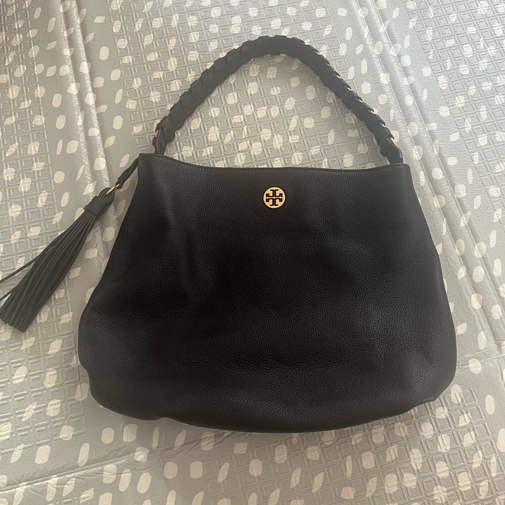 Tory Burch Black Hobo Bag with Braided Handle‎